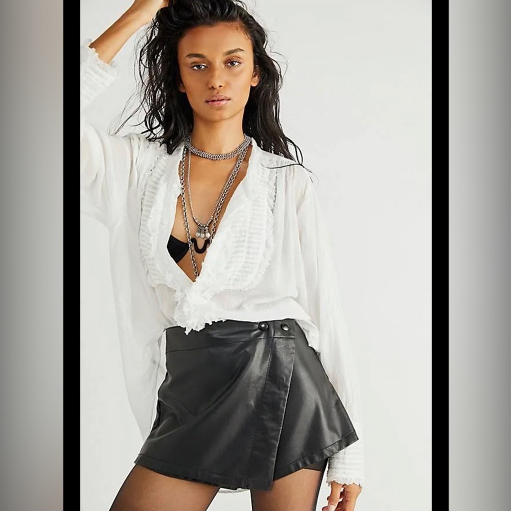 Free People faux leather Emmy mini skort NWT